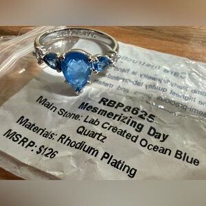 Bomb Party Ring RBP8625 Mesmerizing Day Ocean Blue Quartz size 10 NEW